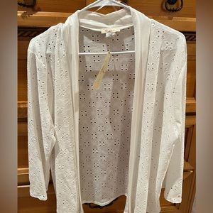 Rae Republic White Eyelet Open Cardigan Sz 2x